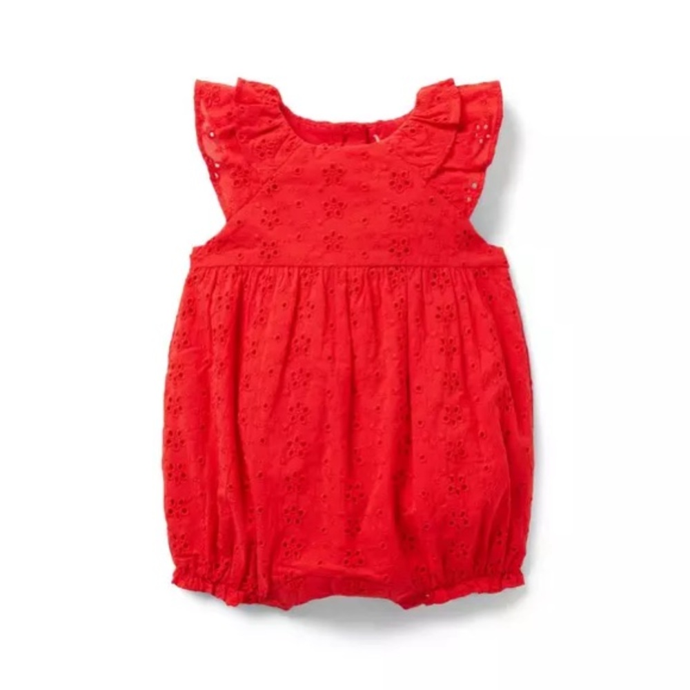 Red Eyelet Baby Romper Janie and jack